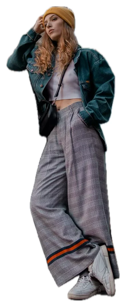 The same woman with a white outline around her