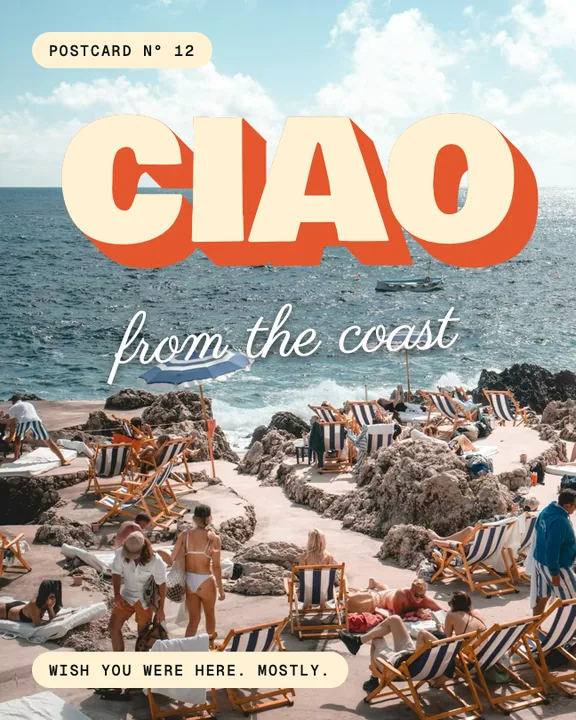 The word Ciao throwing a long orange shadow